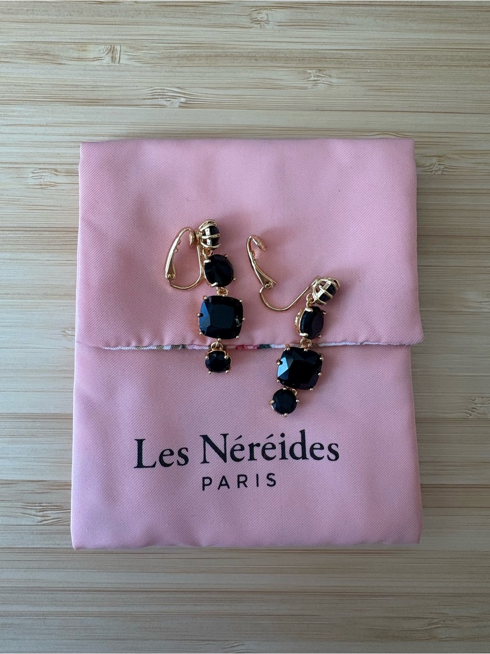 Les Nereides La Diamantine Black Clip Earrings